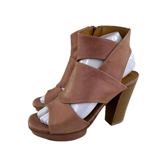 Coclico Women's Fabiana Unicorn Heel Bootie US 6 Deep Rose Leather Open-Toe Shoe - Picture 1 of 10